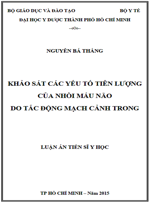Luận án Khảo sát các yếu tố tiên lượng của nhồi máu não do tắc động mạch cảnh trong