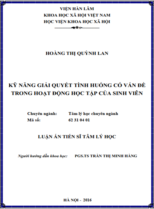 Luận án Kĩ năng giải quyết tình huống có vấn đề trong hoạt động học tập của sinh viên