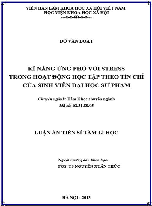 Luận án Kĩ năng ứng phó với stress trong hoạt động học tập theo tín chỉ của sinh viên Đại học Sư phạm