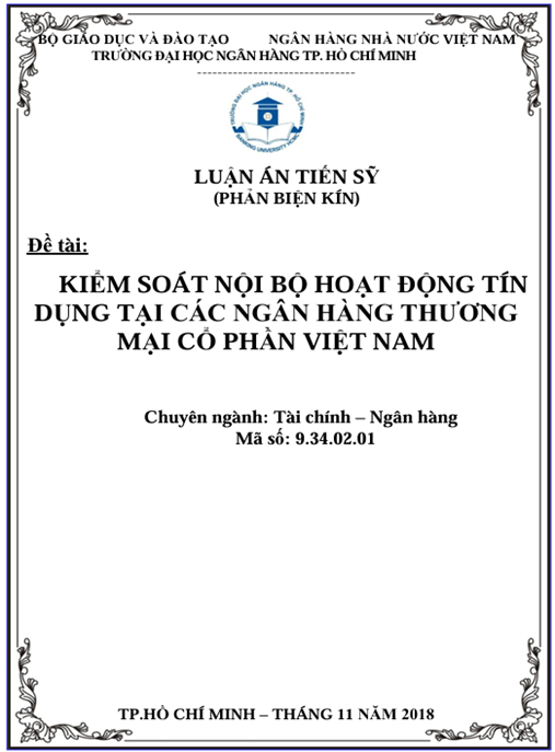 Luận án Kiểm soát nội bộ hoạt động tín dụng tại các ngân hàng thương mại cổ phần Việt Nam