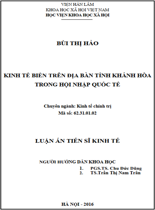 Luận án Kinh tế biển trên địa bàn tỉnh Khánh Hòa trong hội nhập quốc tế