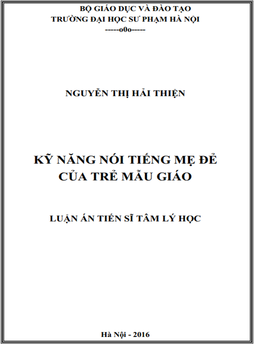Luận án Kỹ năng nói tiếng mẹ đẻ của trẻ mẫu giáo