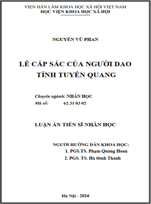Luận án Lễ cấp sắc của người Dao tỉnh Tuyên Quang