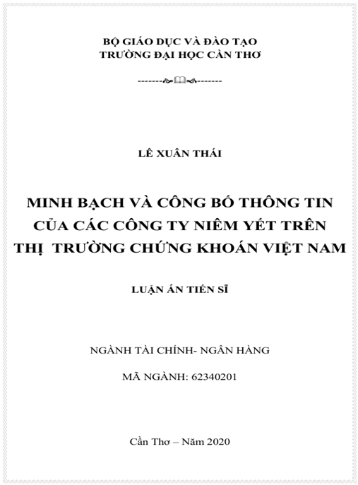 Luận án Minh bạch và công bố thông tin của các công ty niêm yết trên thị trường chứng khoán Việt Nam