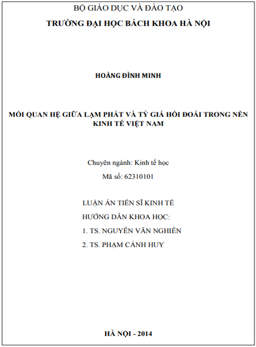 Luận án Mối quan hệ giữa lạm phát và tỷ giá hối đoái trong nền kinh tế Việt Nam
