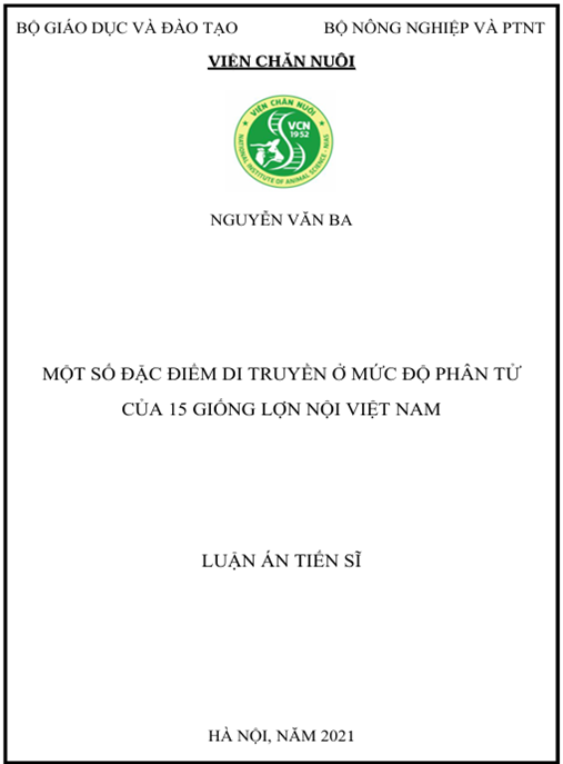Luận án Một số đặc điểm di truyền ở mức độ phân tử của 15 giống lợn nội Việt Nam