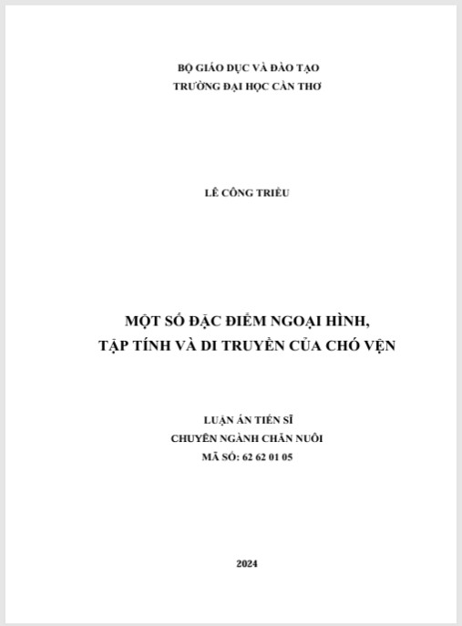 Luận án Một số đặc điểm ngoại hình, tập tính và di truyền của chó Vện