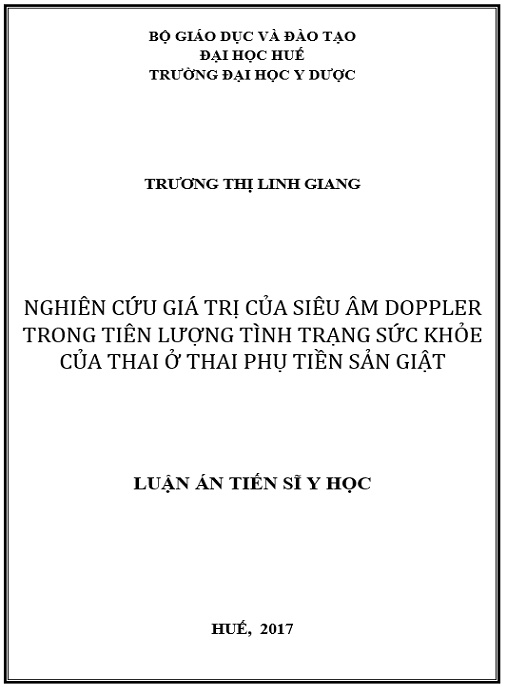 Luận án NGHIÊN CỨU GIÁ TRỊ CỦA SIÊU ÂM DOPPLER TRONG TIÊN LƯỢNG TÌNH TRẠNG SỨC KHỎE