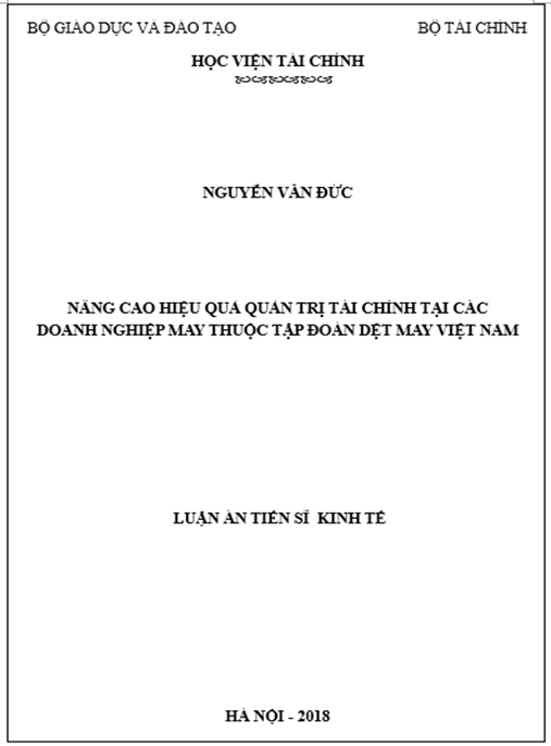 Luận án Nâng cao hiệu quả quản trị tài chính tại các doanh nghiệp may thuộc Tập đoàn Dệt May Việt Nam