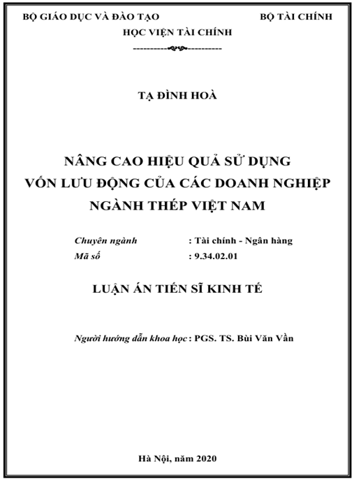 Luận án Nâng cao hiệu quả sử dụng vốn lưu động của các doanh nghiệp ngành thép Việt Nam