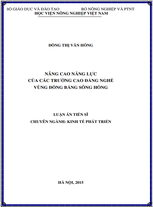 Luận án Nâng cao năng lực của các trường cao đẳng nghề vùng đồng bằng sông Hồng.