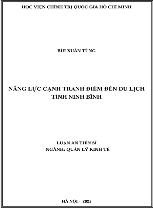 Luận án Năng lực cạnh tranh điểm đến du lịch tỉnh Ninh Bình