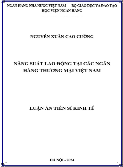 Luận án Năng suất lao động tại các ngân hàng thương mại Việt Nam