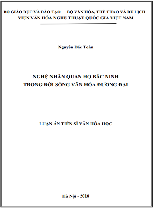 Luận án Nghệ nhân Quan họ Bắc Ninh trong đời sống văn hoá đương đại