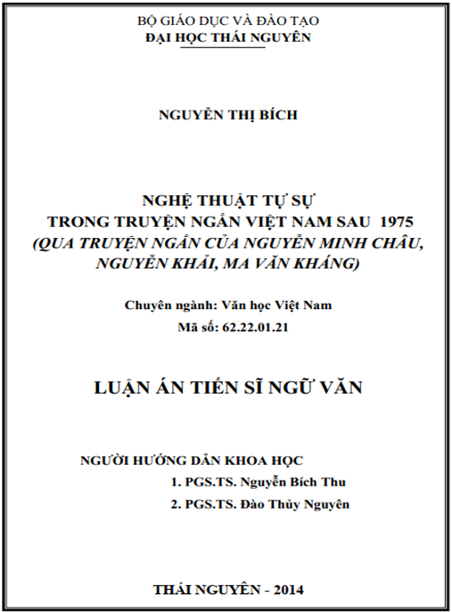 Luận án Nghệ thuật tự sự trong truyện ngắn Việt Nam sau 1975 (Qua truyện ngắn của Nguyễn Minh Châu – Nguyễn Khải – Ma Văn Kháng)