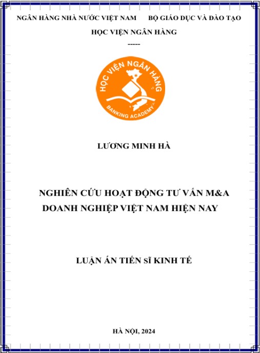 Luận án Nghiên Cứu Hoạt Động Tư Vấn M&A Doanh Nghiệp Việt Nam Hiện Nay