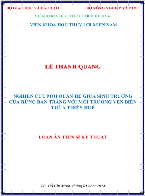 Luận án Nghiên Cứu Mối Quan Hệ Giữa Sinh Trưởng Của Rừng Bần Trắng Với Môi Trường Ven Biển Thừa Thiên Huế