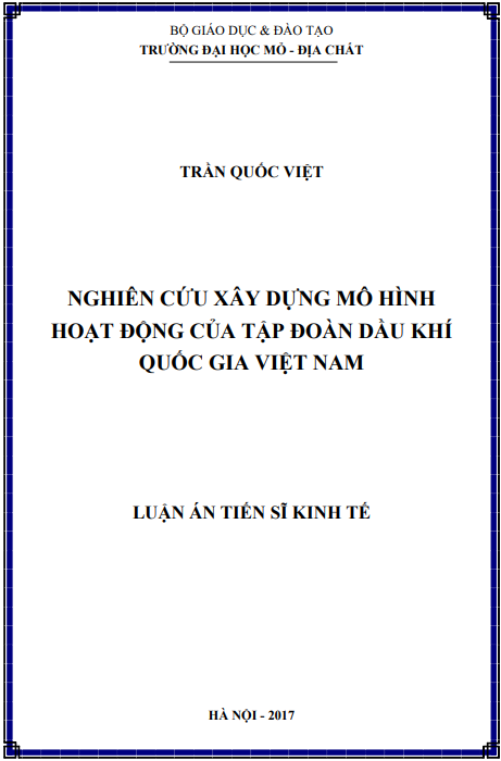 Luận án Nghiên Cứu Xây Dựng Mô Hình Hoạt Động Của Tập Đoàn Dầu Khí Quốc Gia Việt Nam