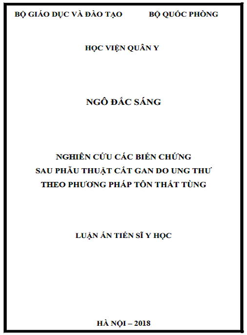 Luận án Nghiên cứu các biến chứng sau phẫu thuật cắt gan do ung thư theo phương pháp Tôn Thất Tùng