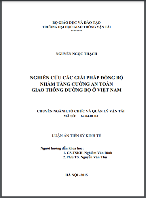 Luận án Nghiên cứu các giải pháp đồng bộ nhằm tăng cường an toàn giao thông đường bộ ở Việt Nam