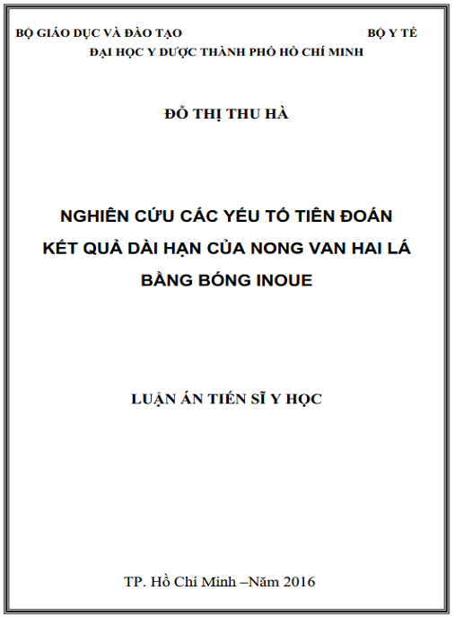 Luận án Nghiên cứu các yếu tố tiên đoán kết quả dài hạn của nong van hai lá bằng bóng Inoue