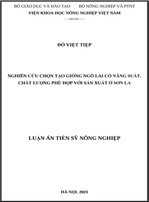 Luận án Nghiên cứu chọn tạo giống ngô lai có năng suất, chất lượng phù hợp với sản xuất ở Sơn La