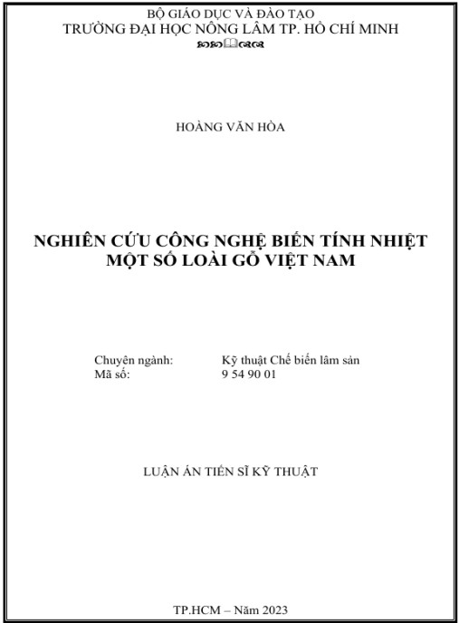 Luận án Nghiên cứu công nghệ biến tính nhiệt một số loại gỗ Việt Nam