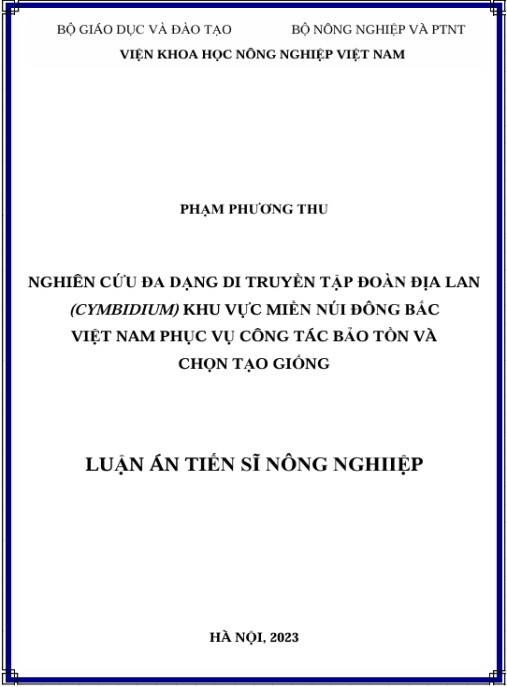 Luận án Nghiên cứu đa dạng di truyền tập đoàn địa lan (Cymbidium) khu vực miền núi Đông Bắc Việt Nam phục vụ công tác bảo tồn và chọn tạo giống
