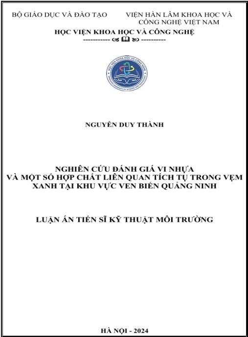 Luận án Nghiên cứu đánh giá vi nhựa và một số hợp chất liên quan tích tụ trong vẹm xanh tại khu vực ven biển Quảng Ninh