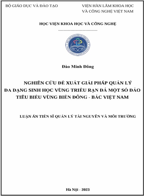 Luận án Nghiên cứu đề xuất giải pháp quản lý đa dạng sinh học vùng triều rạn đá một số đảo tiêu biểu vùng biển Đông – Bắc Việt Nam