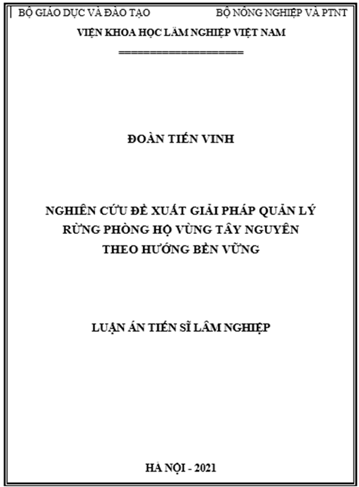 Luận án Nghiên cứu đề xuất giải pháp quản lý rừng phòng hộ vùng Tây Nguyên theo hướng bền vững