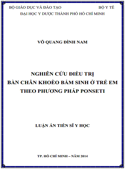 Luận án Nghiên cứu điều trị bàn chân khoèo bẩm sinh ở trẻ em