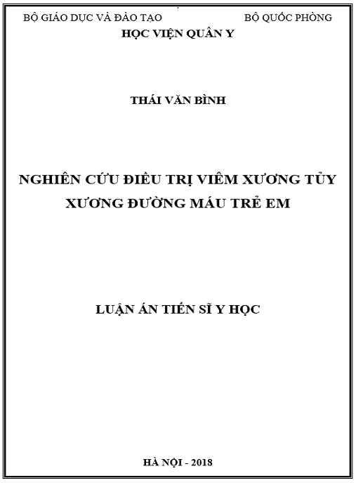 Luận án Nghiên cứu điều trị viêm xương tủy xương đường máu trẻ em
