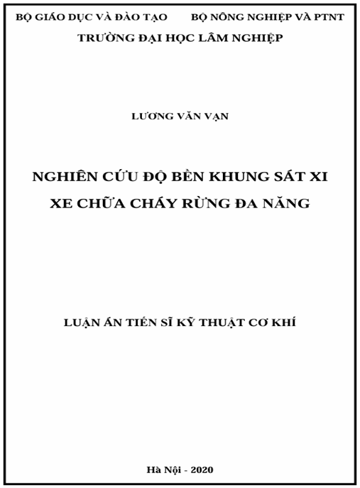 Luận án Nghiên cứu độ bền khung sát xi xe chữa cháy rừng đa năng.