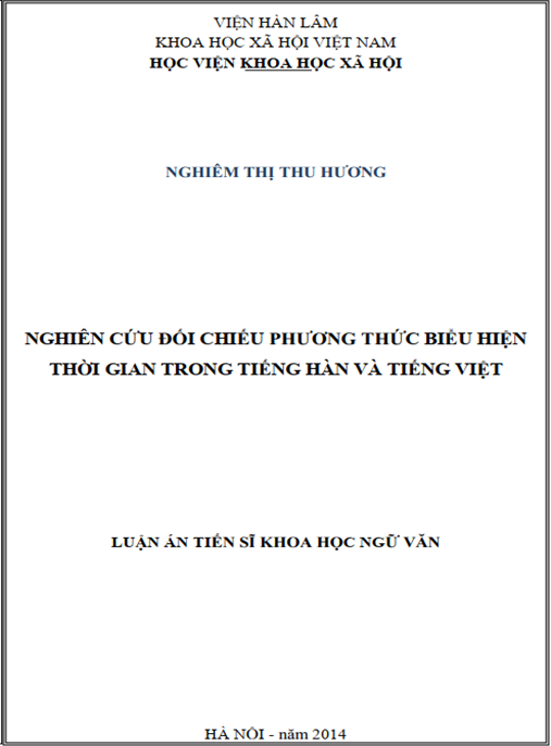 Luận án Nghiên cứu đối chiếu phương thức biểu hiện thời gian trong tiếng Hàn và tiếng Việt