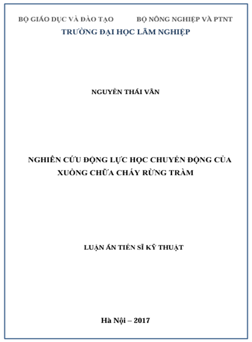 Luận án Nghiên cứu động lực học chuyển động của xuồng chữa cháy rừng tràm