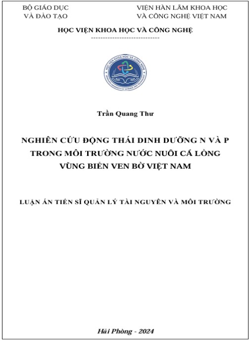 Luận án Nghiên cứu động thái dinh dưỡng N và P trong môi trường nước nuôi cá lồng vùng biển ven bờ Việt Nam