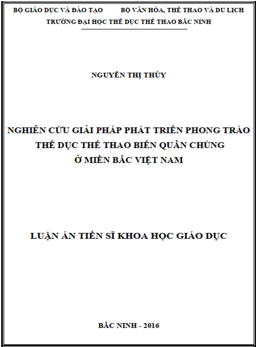 Luận án Nghiên cứu giải pháp phát triển phong trào thể dục thể thao biển quần chúng ở miền Bắc Việt Nam