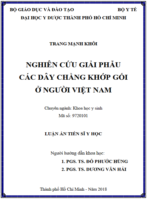 Luận án Nghiên cứu giải phẫu các dây chằng khớp gối ở người Việt Nam