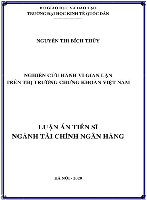 Luận án Nghiên cứu hành vi gian lận trên thị trường chứng khoán Việt Nam