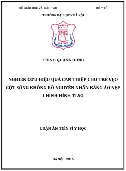 Luận án Nghiên cứu hiệu quả can thiệp cho trẻ vẹo cột sống không rõ nguyên nhân bằng áo nẹp chỉnh hình TLSO