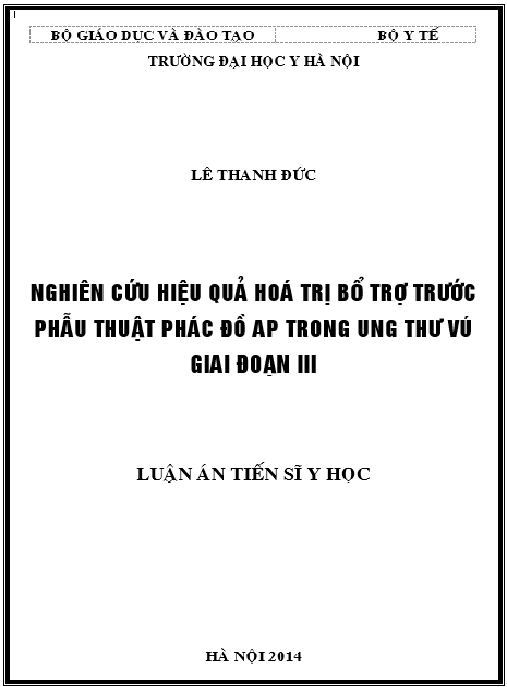 Luận án Nghiên cứu hiệu quả hóa trị bổ trợ trước phẫu thuật phác đồ AP trong ung thư vú giai đoạn III