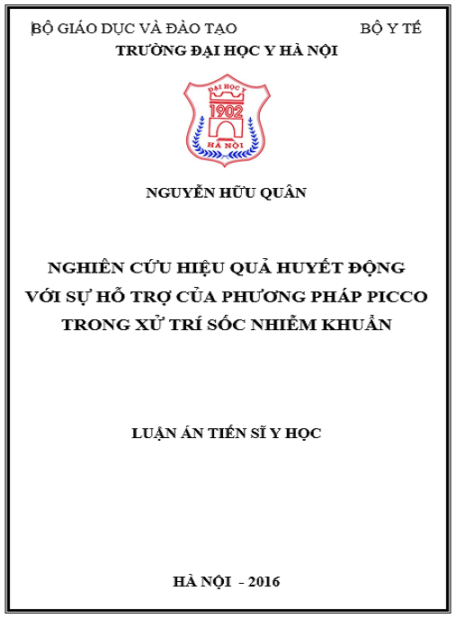 Luận án Nghiên cứu hiệu quả huyết động với sự hỗ trợ của phương pháp PICCO trong xử trí sốc nhiễm khuẩn