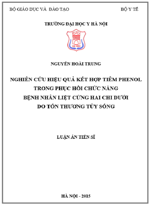 Luận án  Nghiên cứu hiệu quả kết hợp tiêm Phenol trong phục hồi chức năng bênh nhân liệt cứng hai chi dưới do tổn thương tủy sống.