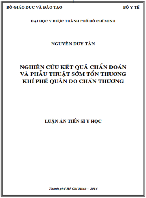 Luận án  Nghiên cứu kết quả chẩn đoán và phẫu thuật sớm tổn thương khí phế quản do chấn thương