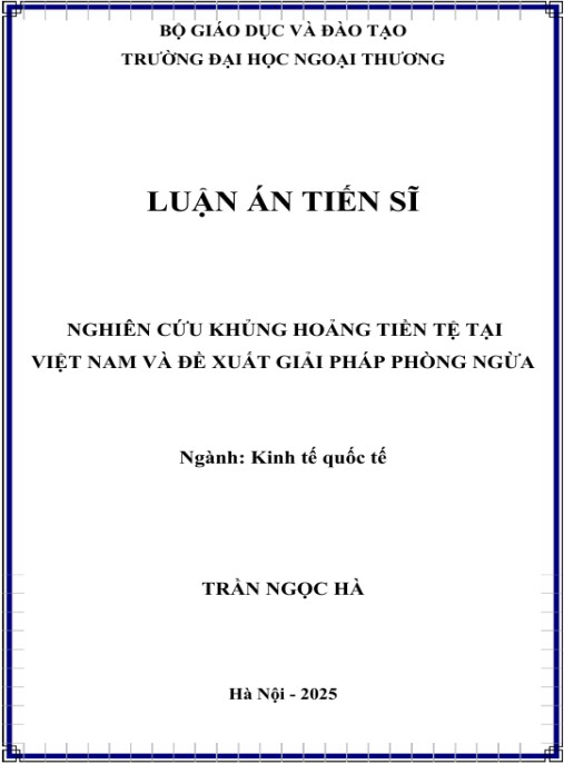 Luận án Nghiên cứu khủng hoảng tiền tệ tại Việt Nam và đề xuất giải pháp phòng ngừa