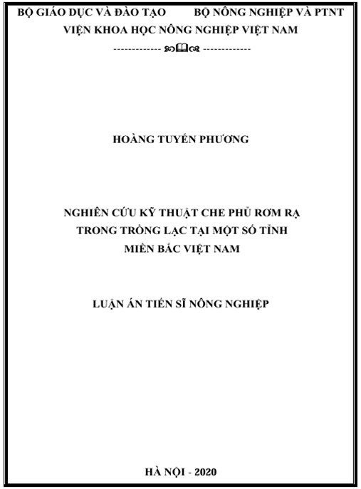 Luận án Nghiên cứu kỹ thuật che phủ rơm rạ trong trồng lạc tại một số tỉnh miền Bắc Việt Nam