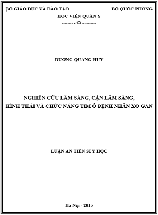 Luận án Nghiên cứu lâm sàng, cận lâm sàng, hình thái và chức năng tim ở bệnh nhân xơ gan