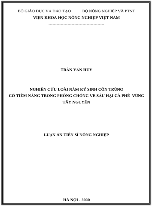 Luận án Nghiên cứu loài nấm ký sinh côn trùng có tiềm năng trong phòng chống ve sầu hại cà phê vùng Tây Nguyên