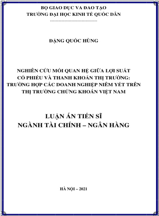 Luận án Nghiên cứu mối quan hệ giữa lợi suất cổ phiếu và thanh khoản thị trường: Trường hợp các doanh nghiệp niêm yết trên thị trường chứng khoán Việt Nam